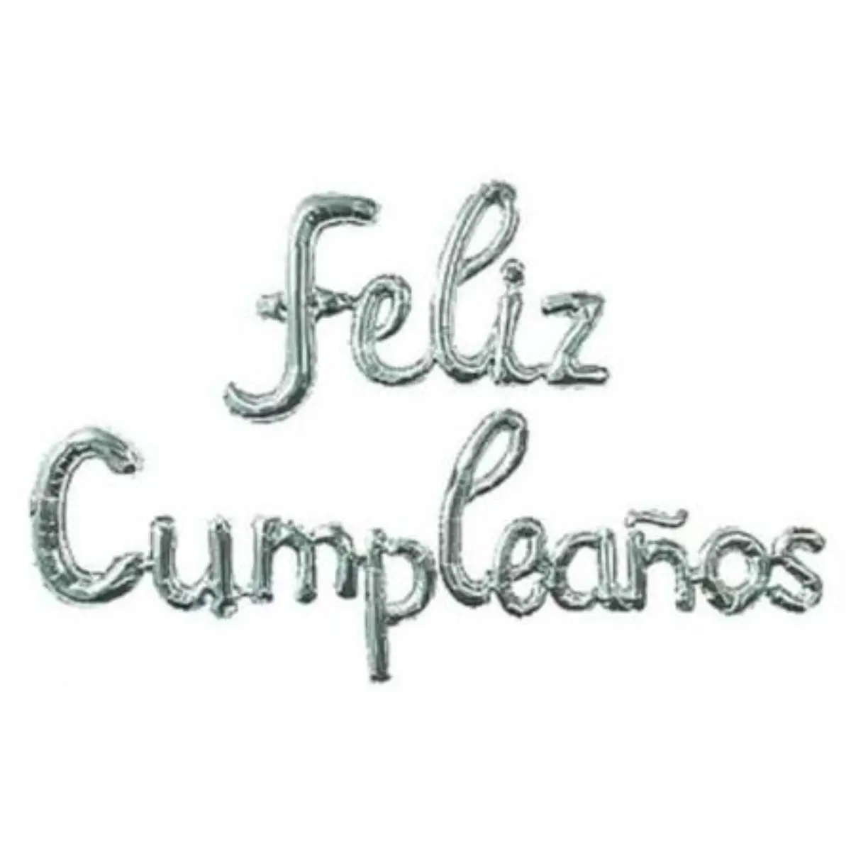 Globo feliz cumpleaños cursivo plateado un