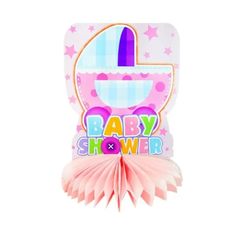 Centro de mesa baby shower rosa un