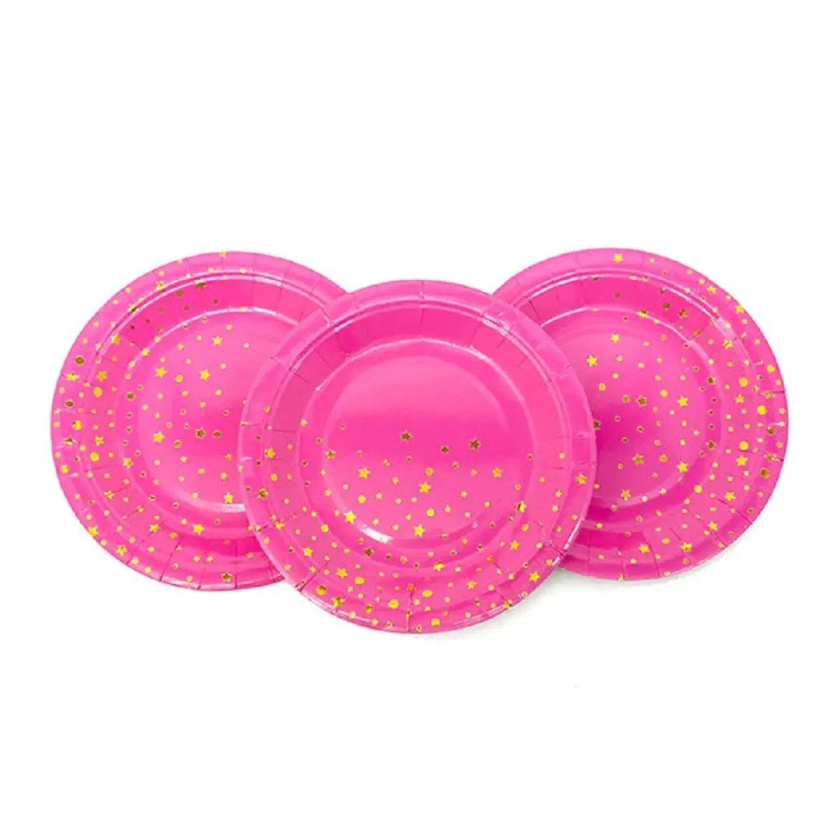 Plato 18cm cartón fucsia estrellas 6un
