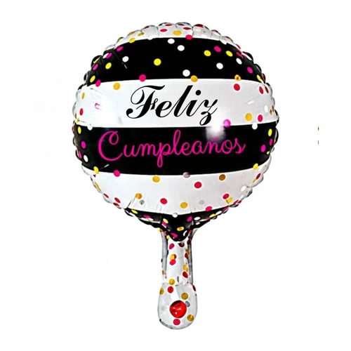Globo 22cm feliz cumpleaños lineas negro un
