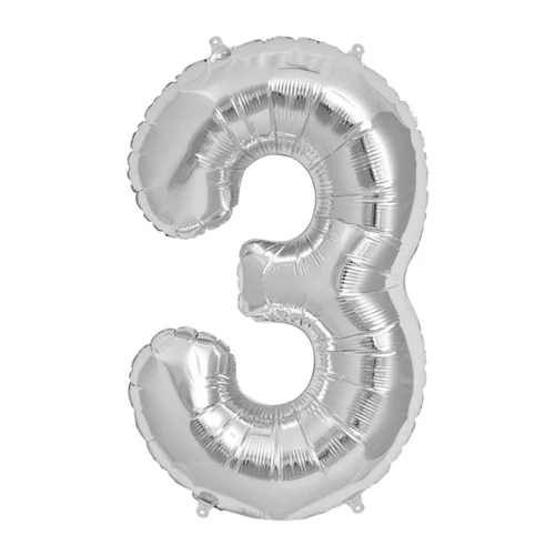 Globo número 3 plateado 32" un