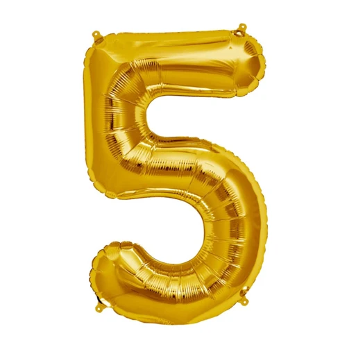 Globo número 5 dorado 32" un