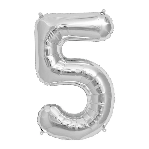 Globo número 5 plateado 32" un
