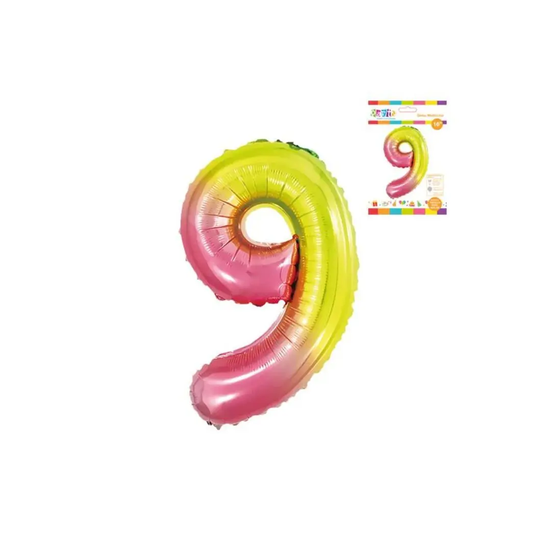 Globo número 9 colores 16″ un