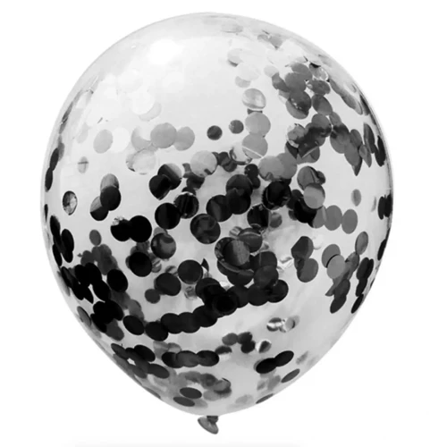 Globo R12 confeti negro látex 12un