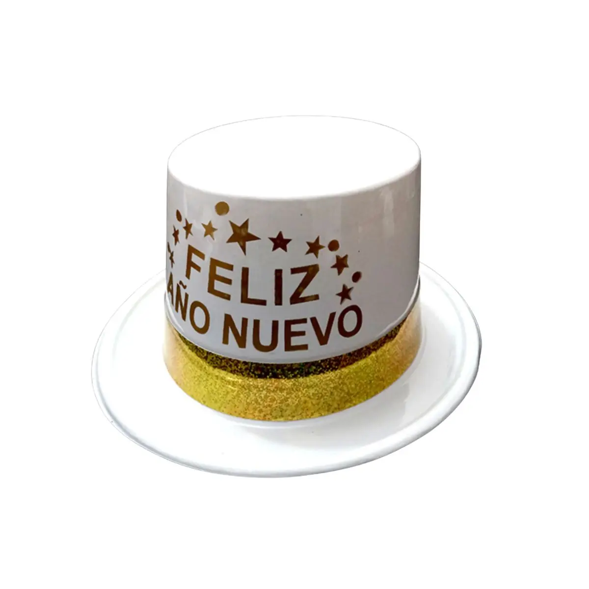 Gorro plástico feliz año nuevo blanco un