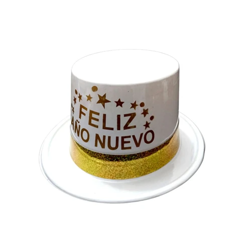 Gorro plástico feliz año nuevo blanco un