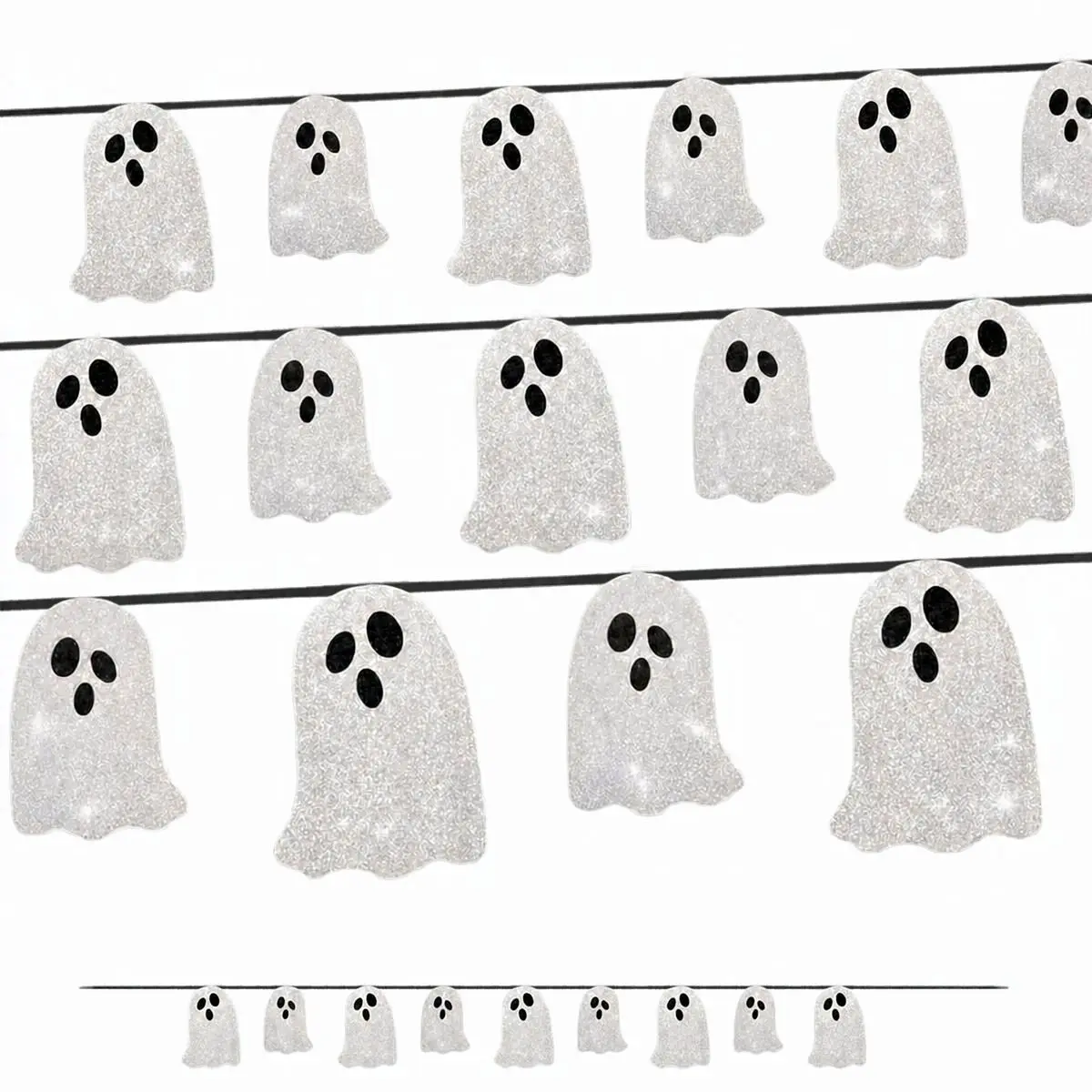 Guirnalda fantasma glitter 9pcs 180cms un