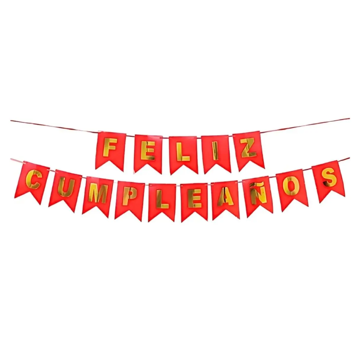 Guirnalda feliz cumpleaños rojo y dorado un