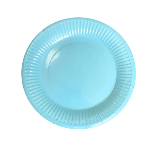 Plato cartón 18cm celeste 10un