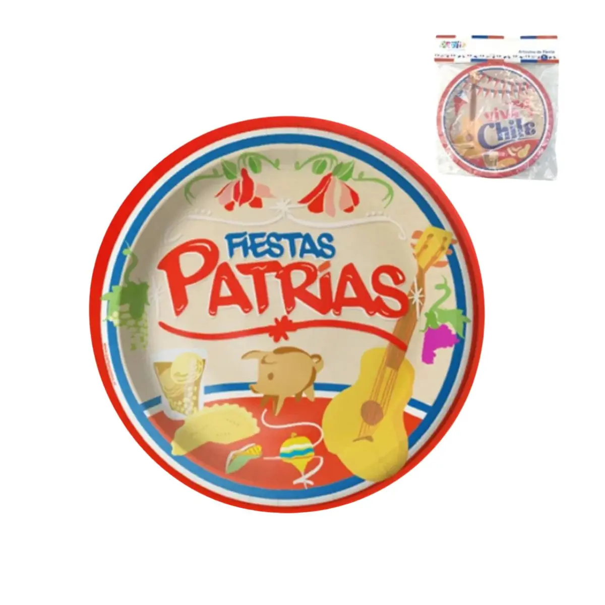 Plato cartón fiestas patrias 6un