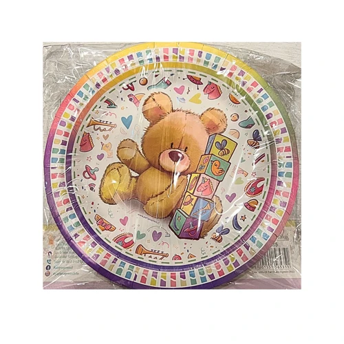 Plato baby shower oso 6 un