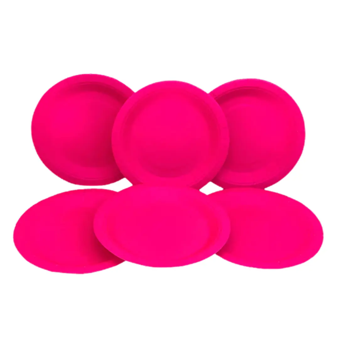 Plato cartón flúor fucsia 6 un