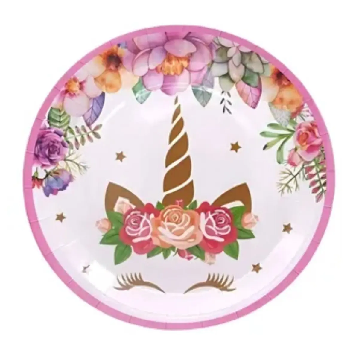 Plato 18cm cartón unicornio 6un