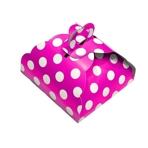Porta pastel cartón polka fucsia un