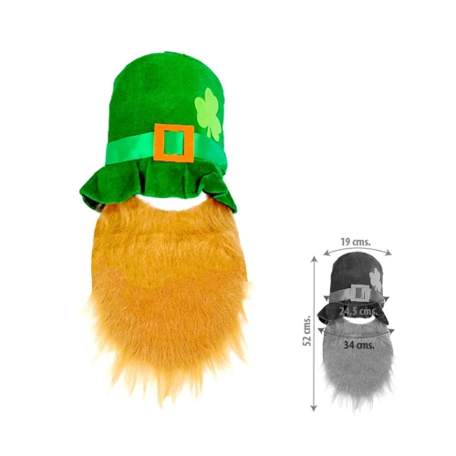 Sombrero duende verde más barba un