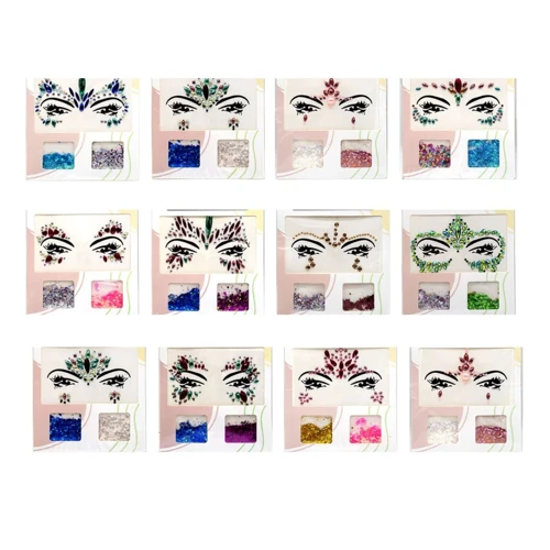 Set sticker facial holográfico + glitter colores un