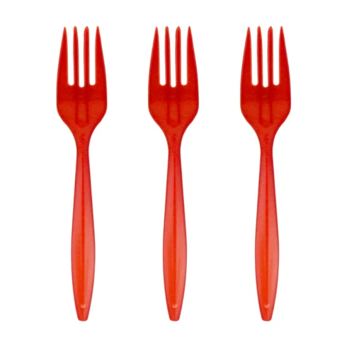Tenedor plástico rojo 20 un