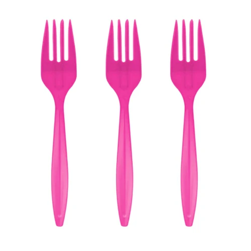 Tenedor plástico fucsia 20un