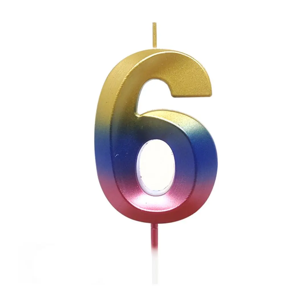 Vela número 6 multicolor un