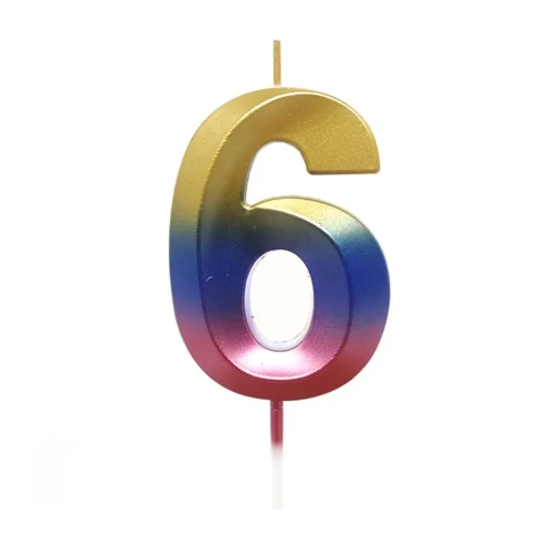Vela número 6 multicolor un