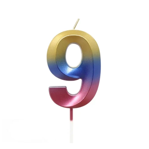 Vela número 9 multicolor un