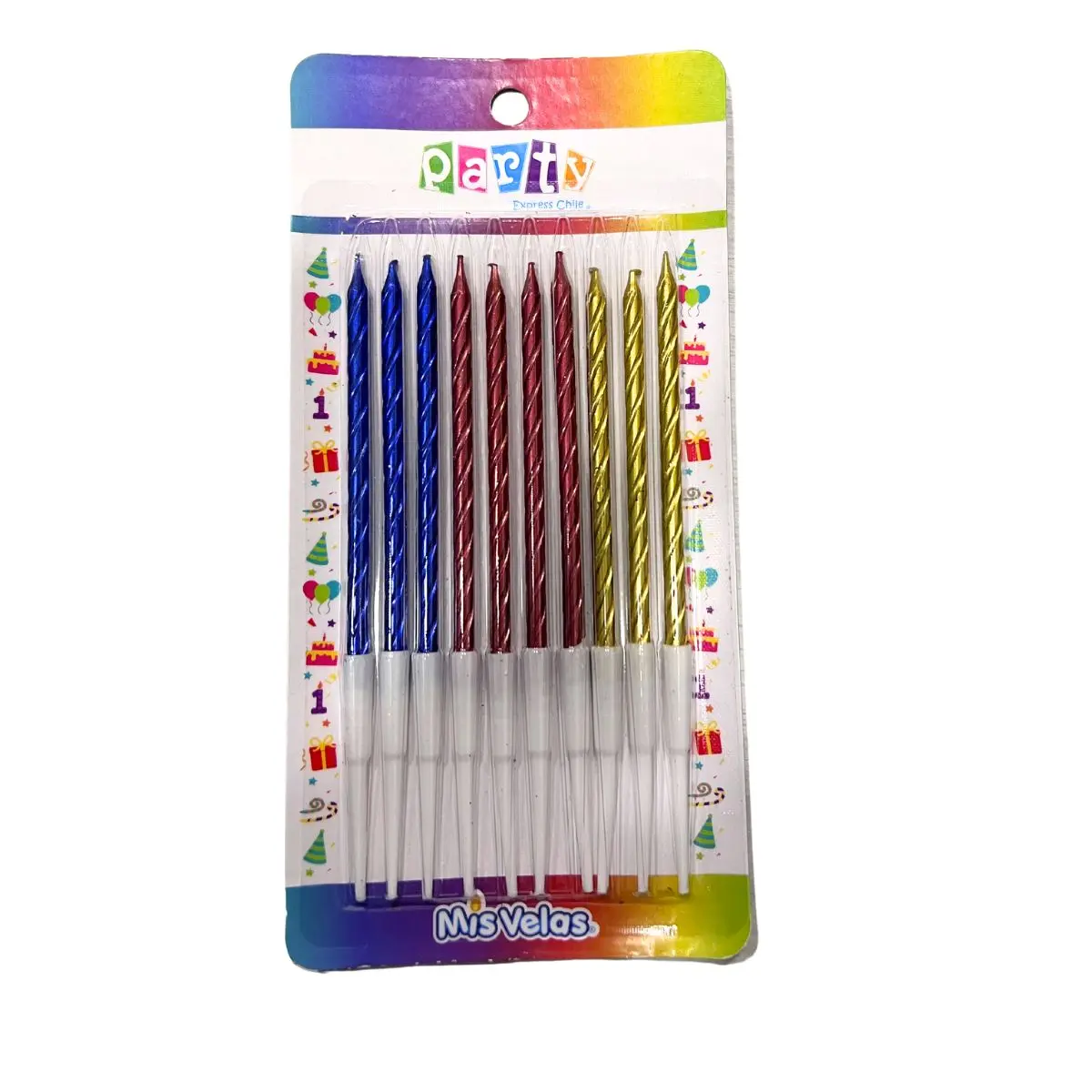 Velas largas cromadas 10un